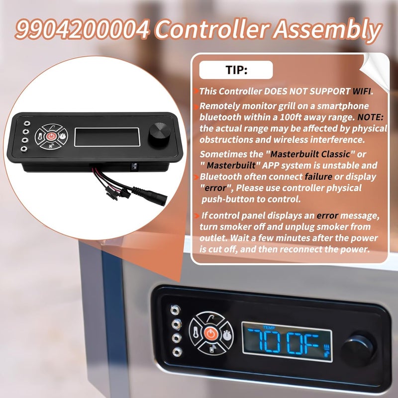 COMVIEE 9904200004 Controller Compatible with Masterbuilt Gravity Series 1050 Digital Charcoal Grill + Smokers, Digital Control Panel (Non-Wifi) for Model: MB20041220, MB20041320 Replacement Part - Image 4